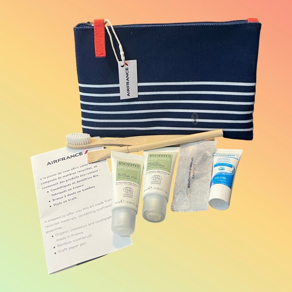Air France Business Class Amenity Kit Sothys Organics Complete Travel Set Blue